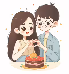 a couple is making hearts with their hands