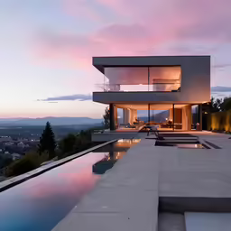 a home with an amazing view and a pool