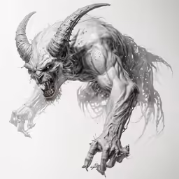 the demon is on the wall next to a clock