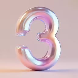 the number three, with a shiny background
