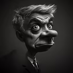 a man in a suit is making a creepy face