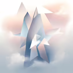 a graphic picture with geometric shapes in the clouds