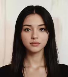 an oriental woman with very dark hair