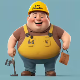 a cartoon character standing with a wrench