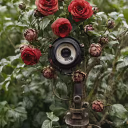 the camera is on top of the flower stalk