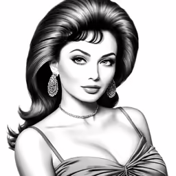 a pencil drawing of a woman in an evening dress