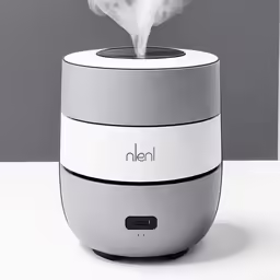a modern device sits on a white surface
