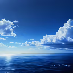 a lone boat is out in the ocean on a beautiful day