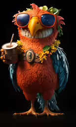the odd bird is eating from a cup
