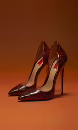 red and silver shoes with a high heel