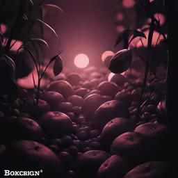 a poster that has red and purple apples
