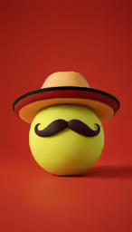 the ball has a mustache and moustache on it