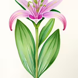 a painting of pink flowers with leaves