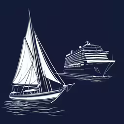 a ship and a yacht sailing in the ocean