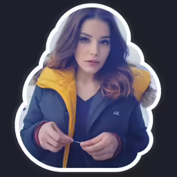 a person holding something in their hands on a black background