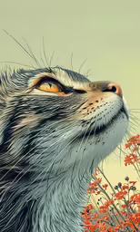 a picture of a cat with orange eyes