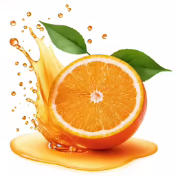 an orange cut into slices with juice splashing