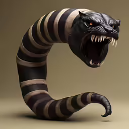 the statue has a striped mouth and mouth