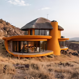 a modern house in the middle of a desert