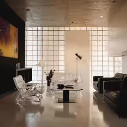 a couple of chairs and tables in a room