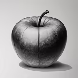 an apple sitting on top of a white table