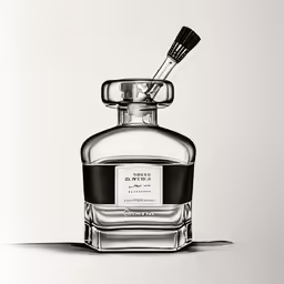 a drawing of a bottle with an empty scoop inside
