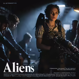 an advertisement for alienas, with the character in action