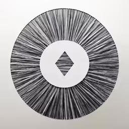 a black and white circle with multiple sticks in it