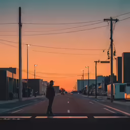 silhouette of man skateboarding in urban city at twilight