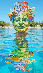 an object floating in the ocean on top of water