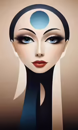 a woman with large eyes and bright, blue makeup