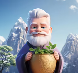 an image of a man that is holding a pot