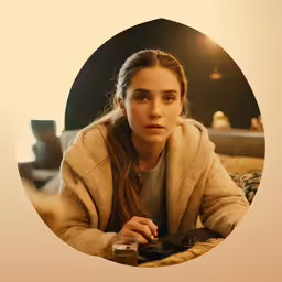 a woman sits on the bed holding a remote control