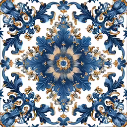 a beautiful blue floral tile design in a square format