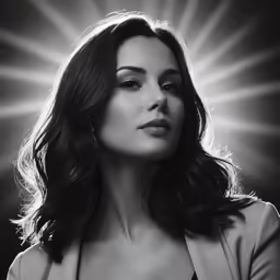 a young woman in a suit and sunbeams