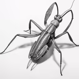 a close up of a bug on a white background