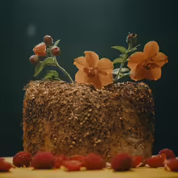 a cake with flower arranging on top of it