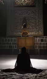 the image is showing a man who is sitting in front of his cupboard