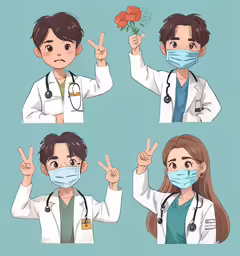 an image of doctor with various poses