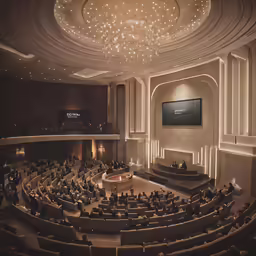 a photo of an auditorium that looks very empty