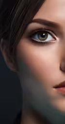 beautiful face with long eyelashes, skin and makeup