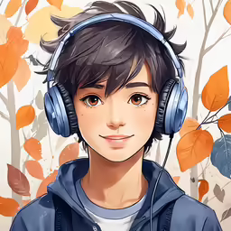 the image shows the headphones of a young man