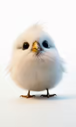 a baby bird with dark eyes looking away