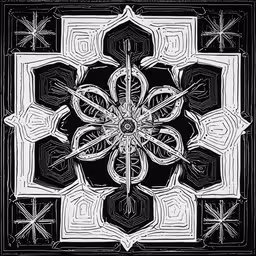the design for this wall hanging has a flower,an artistic image of an intricate pattern with intersecting shapes