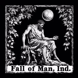 a drawing of a man sitting in a chair with the moon behind him