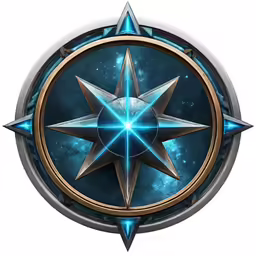 a blue, white and gold star that is surrounded by stars