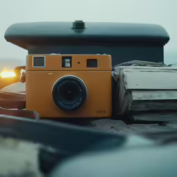 a small yellow camera on top of a table