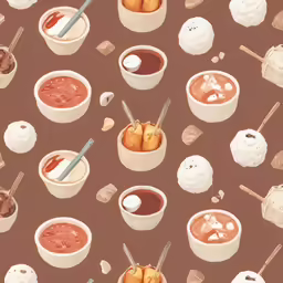 some donuts in some cups and spoons with ice cream
