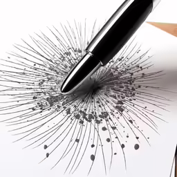 a pen on top of an inking paper with the word writing on it