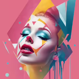 a woman with clown makeup in the image